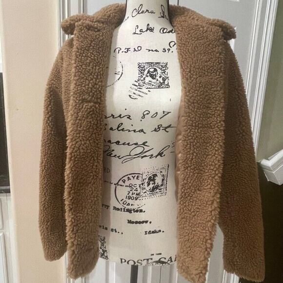 ABERCOMBIE & FITCH JACKET TEDDY BEAR TAN SZ XS COZZY TRENDY VERSATILE AESTHETIC - Picture 6 of 13